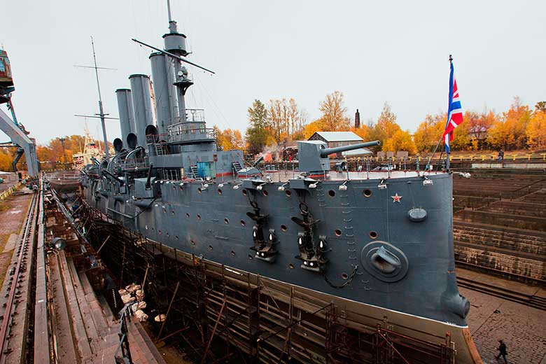 Крейсер «Аврора» во время реконструкции